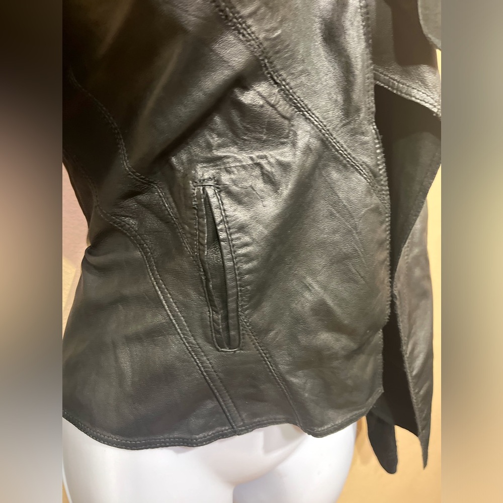 Bebe Leather Cropped Moto Jacket - Picture 6 of 7